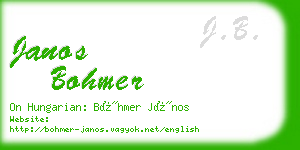 janos bohmer business card